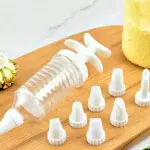 Cake Decor Plastic Icing Piping Syringe Tips 1 PCS Cake Decoration 8 pcs Nozzle Set
