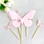 5 pcs Pink Pearl Studded Butterfly topper set