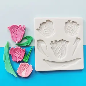 Tulip Flower with leaf Silicone Mould