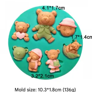 Cute Teddy Bear face silicone mould