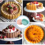 Charlotte Cake Pan Fluted Cake Pan Nonstick Flower Shape for Cheese Cake,Chocolate Cake,Strawberry Shortcake,Brownie Tart Pie Silicone Mould