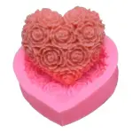3D Rose theme heart shaped silicone mould style 2