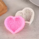 3D Rose theme heart shaped silicone mould style 2