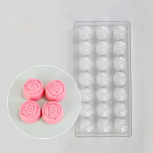 21 Cavity Rose Flower Shape Polycarbonate Chocolate Mould