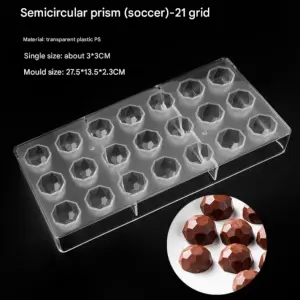 21 Cavity Semicircle Prism Shape Polycarbonate Chocolate Mould