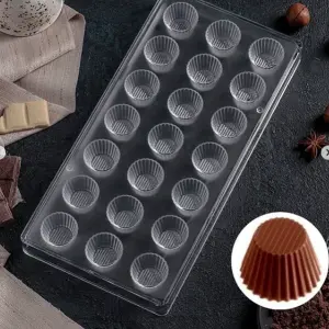 21 Cavity Ribbed Cylindrical Shape Polycarbonate Chocolate Mould