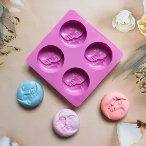 4 Cavity Dual face Sun and Moon theme Silicone Mould