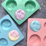 4 Cavity Dual face Sun and Moon theme Silicone Mould
