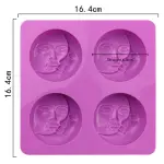 4 Cavity Dual face Sun and Moon theme Silicone Mould
