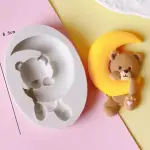 Cute Teddy Bear with Moon silicone mould style 2