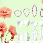 Poppy Flower Cutters and leaf veiner mould set (4 pcs cutter and 8 pcs veiner )