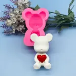 3D Teddy Bear Holding heart silicone mould Style 2