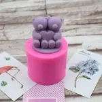 3D sweet Heart Couple Teddy Bear Holding heart silicone mould