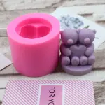 3D sweet Heart Couple Teddy Bear Holding heart silicone mould