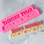 happy Birthday with stars DIY silicone fondant mould