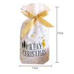 White and Gold Christmas Loaf / Candy / cookies Bags with attached Drawstrings (1 PACK = 10 BAGS) STYLE 15