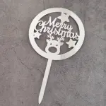 1 pcs Silver Merry Christmas acrylic topper