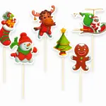 6 pcs Christmas Theme cake cupcake topper set (Style 11)