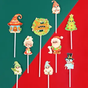 9 pcs Christmas theme cake Cupcake topper set style 17