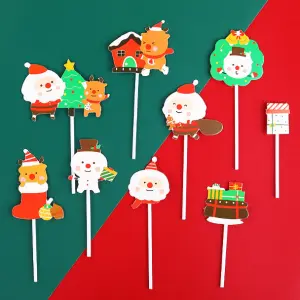 9 pcs Christmas theme cake Cupcake topper set style 20