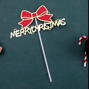 1 pcs Merry Christmas Bow theme cake topper