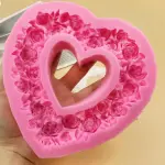 Large Detailed Flower Heart Frame silicone mould style