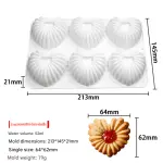 6 cavity Heart Shell Design Silicone Mould for mousse,baking,desserts entremet mould