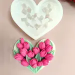 Tulip Heart Flower theme Silicone Mould for Resin,soaps ,Candle Mould