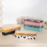 Rectangle Aluminum Tin Foil Bake & Serve Cup with Lid | Aluminium Containers | Non-Stick Foil Baking Container - 5 Pcs Pack (200ml)
