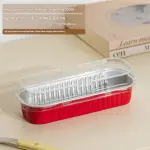 Rectangle Aluminum Tin Foil Bake & Serve Cup with Lid | Aluminium Containers | Non-Stick Foil Baking Container - 5 Pcs Pack (200ml)