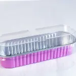 Rectangle Aluminum Tin Foil Bake & Serve Cup with Lid | Aluminium Containers | Non-Stick Foil Baking Container - 5 Pcs Pack (200ml)