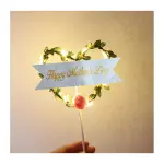 Led Light Heart shaped Happy Mothers cake topper