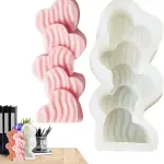 Hearts stacked shaped silicone candle mould