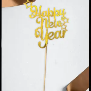 1 pcs golden Happy new year cake topper