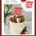 1 pcs red Happy new year cake topper