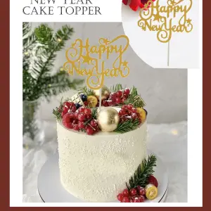1 pcs golden Happy new year cake topper