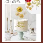 5 pcs set golden fans and happy new year cake topper set