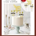 6 pcs set of golden celebration bottle and happy new year cake topper set
