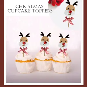 3 pcs Christmas Reindeer theme cake topper