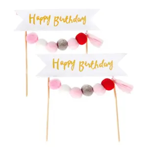 1 piece Pink Happy Birthday Cake Toppers
