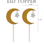 2 pcs moon and star Eid Mubarak cupcake topper