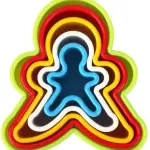 Multi Colour Gingerman Shape Plastic Cookie Cutter - Set of 5 Pieces