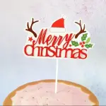 Merry Christmas theme Christmas hat paper card cake topper