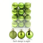 24pcs Green Christmas Ball Decorations Christmas Tree Anti-fall Christmas Decorations Hanging Balls Holiday Wedding Party