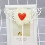 1 pcs red heart with white wings cake topper