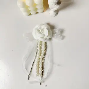 1 pcs Fabric Flower with ribbon pearls and studs for decoration