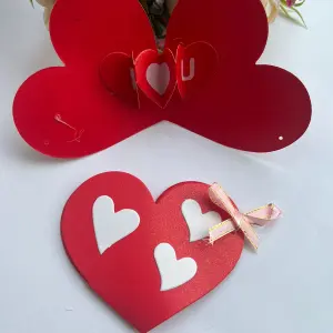 1 pcs red heart i love you pop up card