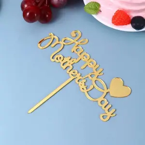 happy mothers day with heart acrylic cake topper