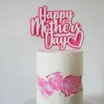 Double acrylic mothers day pink white acrylic cake topper