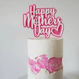Double acrylic mothers day pink white acrylic cake topper